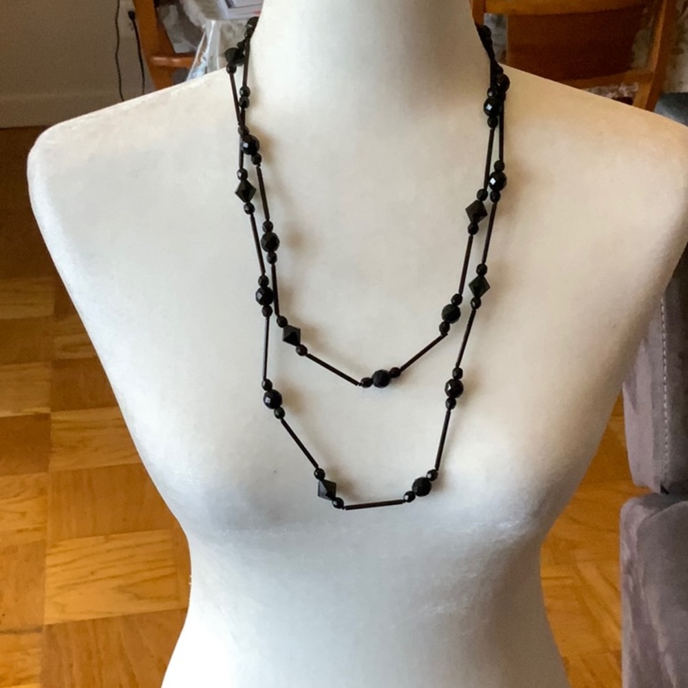 EUC Black Jet extra long beaded necklace. - Picture 2 of 2